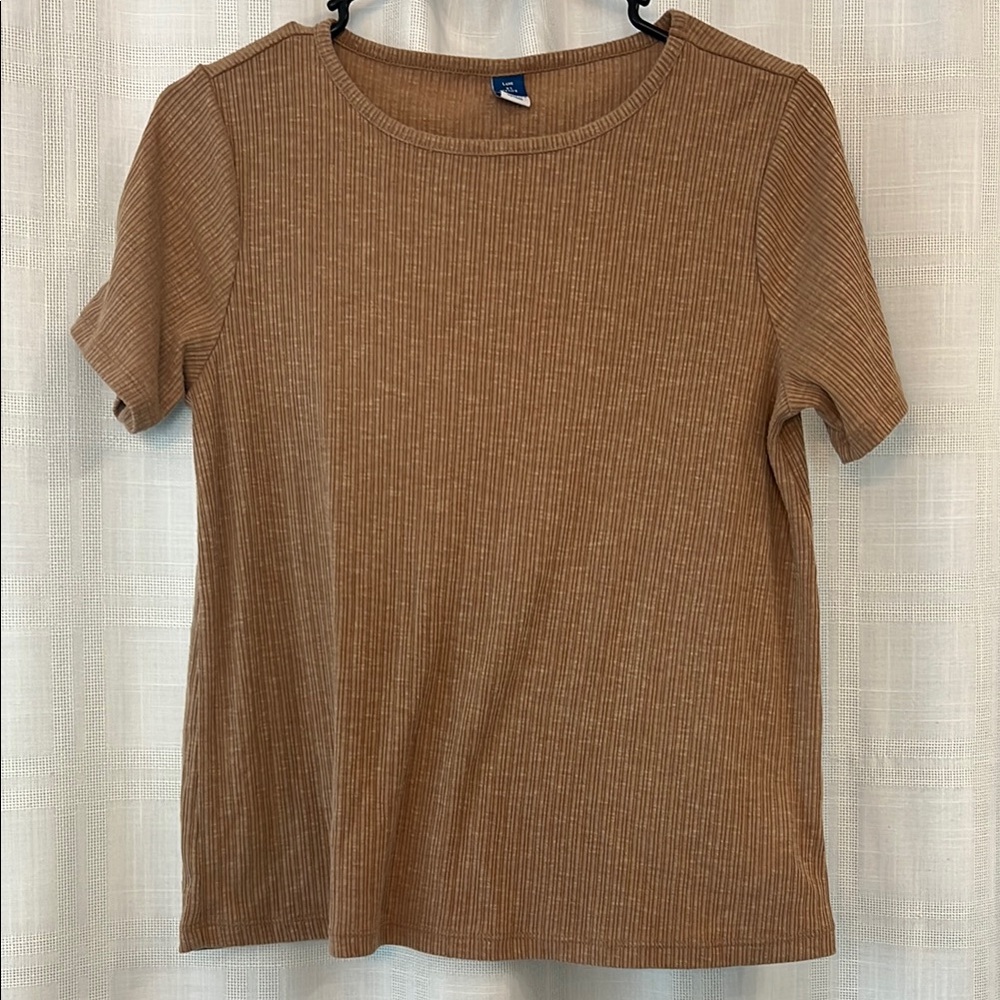 Old Navy Tan Ribbed Short Sleeve Tee